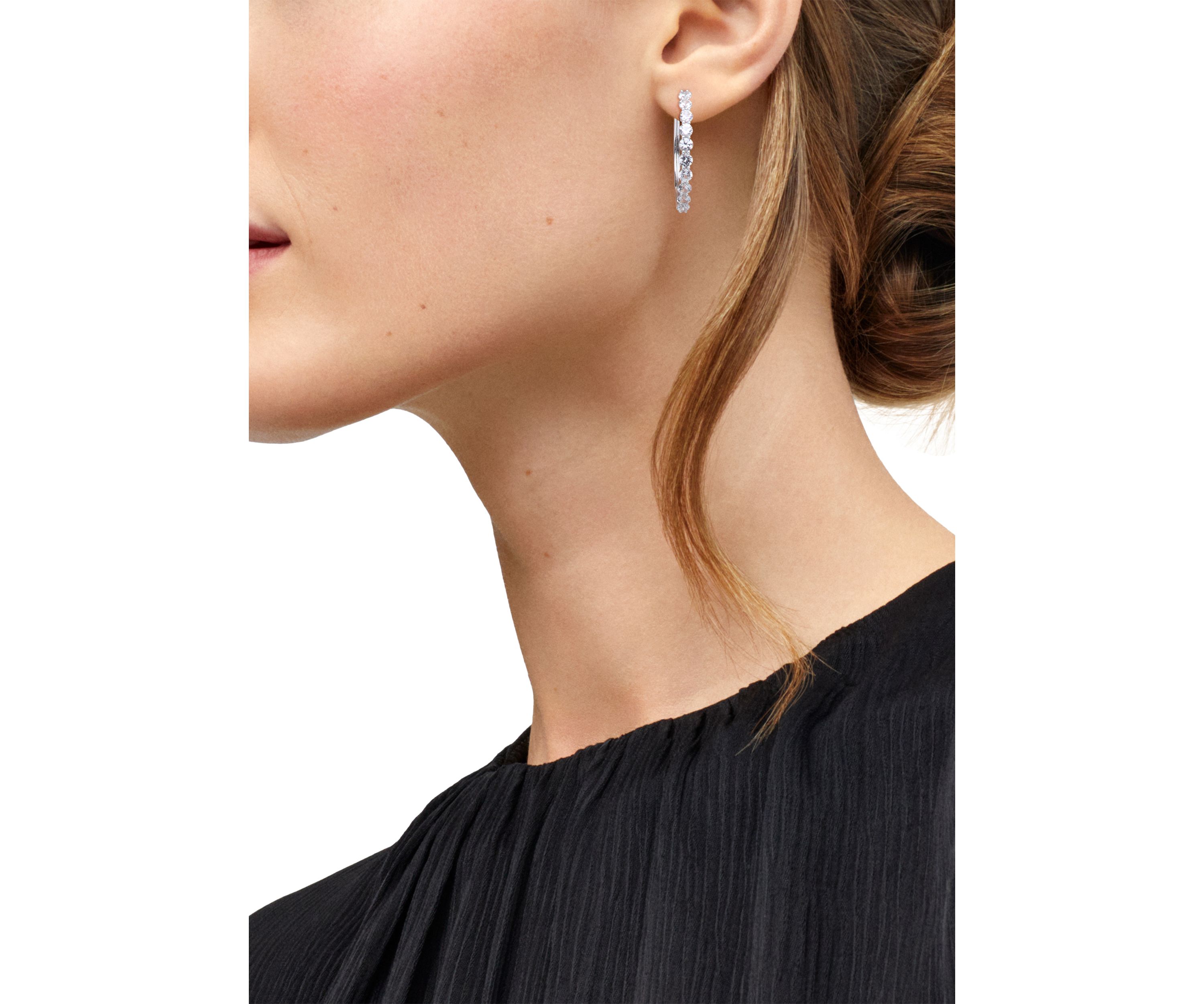 Lab Grown White Sapphire Hoop Earrings in Sterling Silver