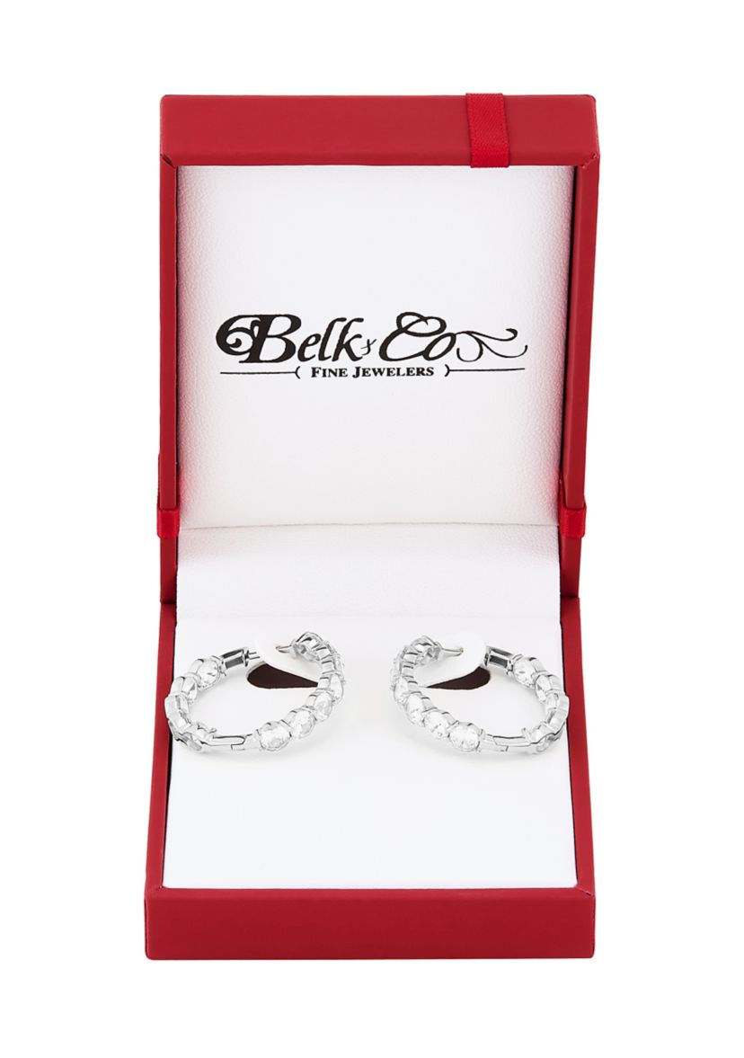 6 ct. t.w. Lab Grown White Sapphire Hoop Earrings in Sterling Silver