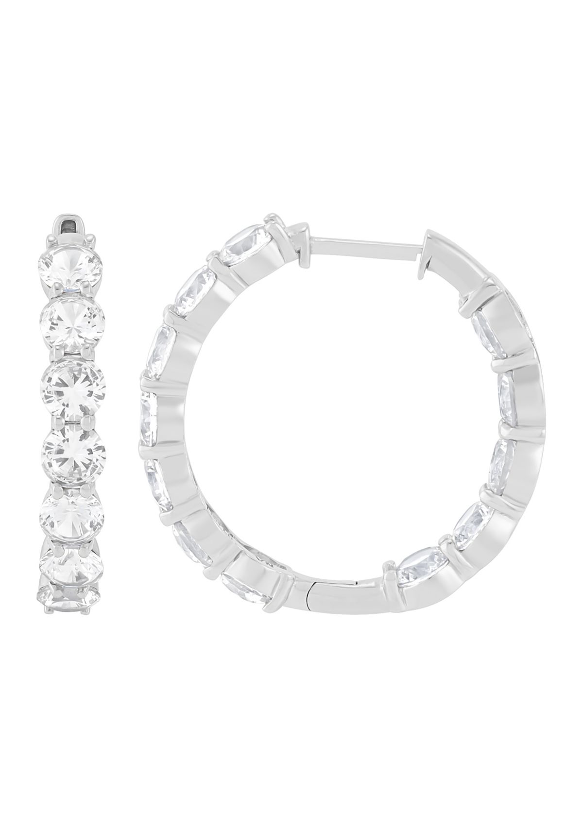 6 ct. t.w. Lab Grown White Sapphire Hoop Earrings in Sterling Silver