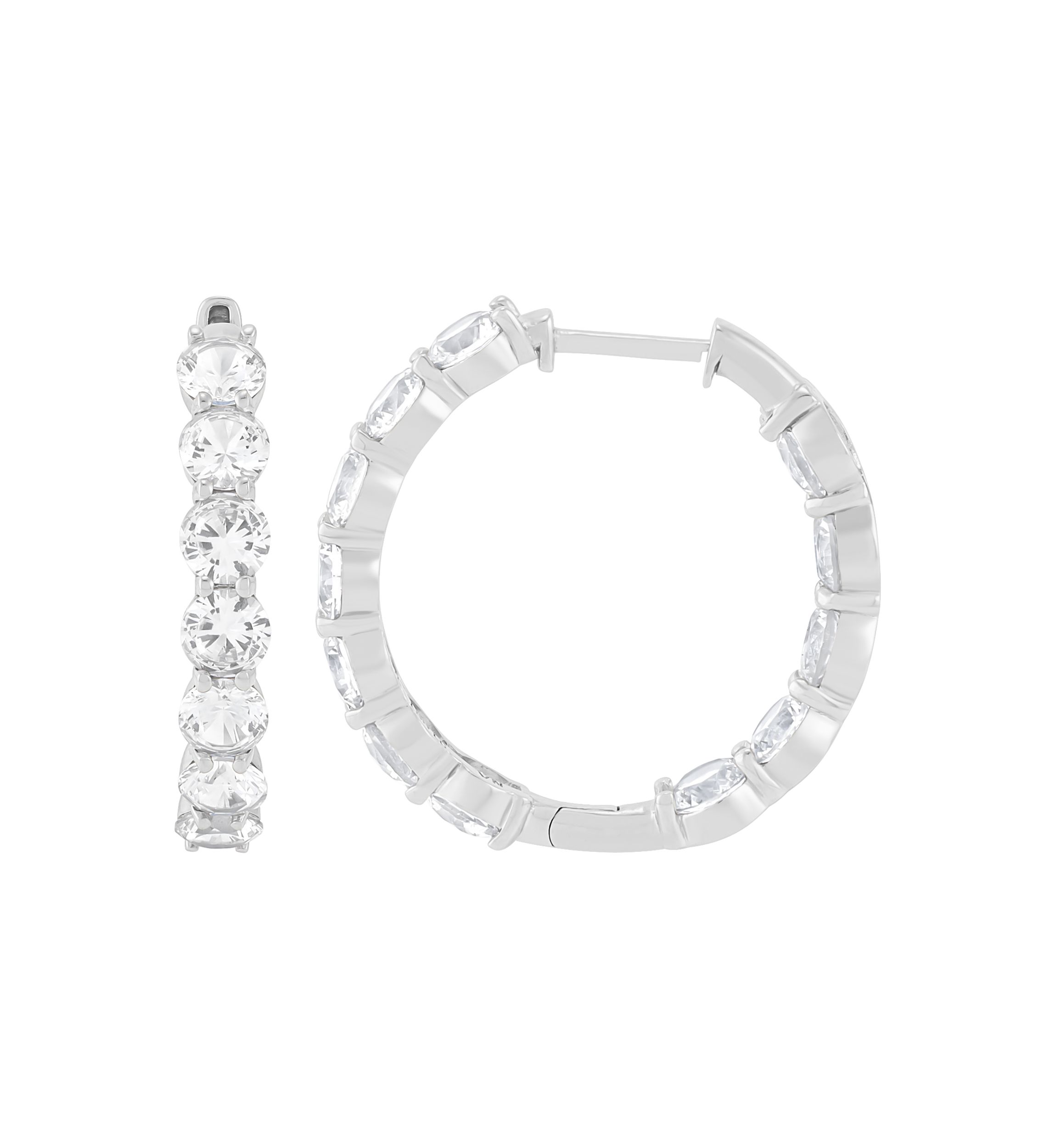6 ct. t.w. Lab Grown White Sapphire Hoop Earrings in Sterling Silver