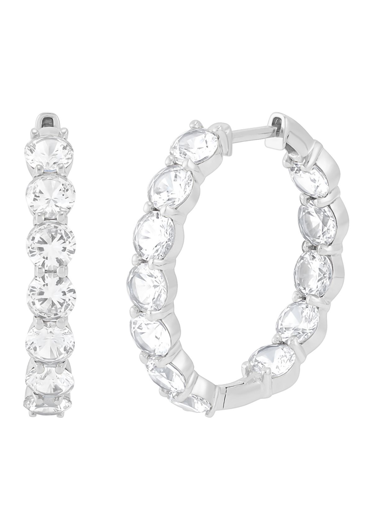 6 ct. t.w. Lab Grown White Sapphire Hoop Earrings in Sterling Silver