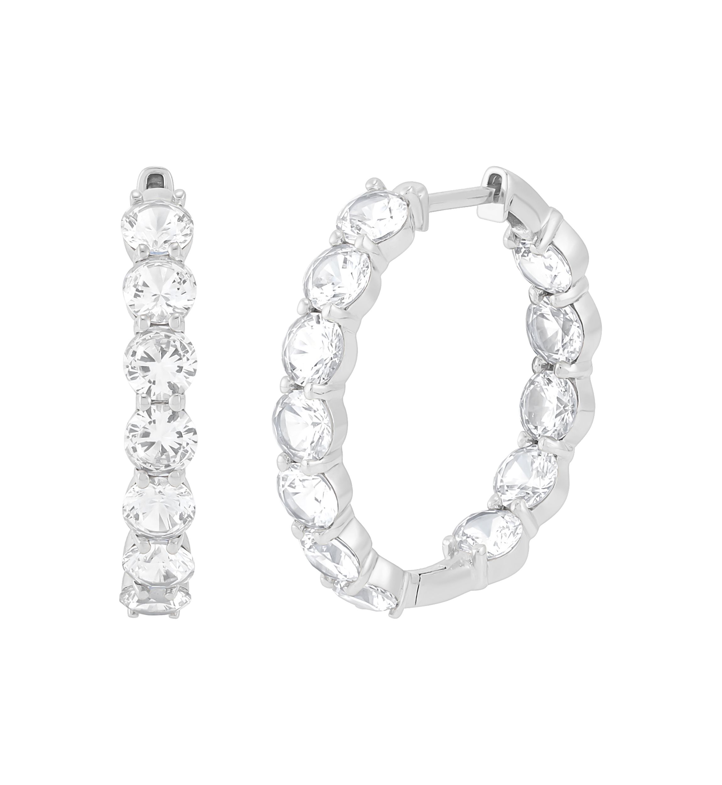 6 ct. t.w. Lab Grown White Sapphire Hoop Earrings in Sterling Silver