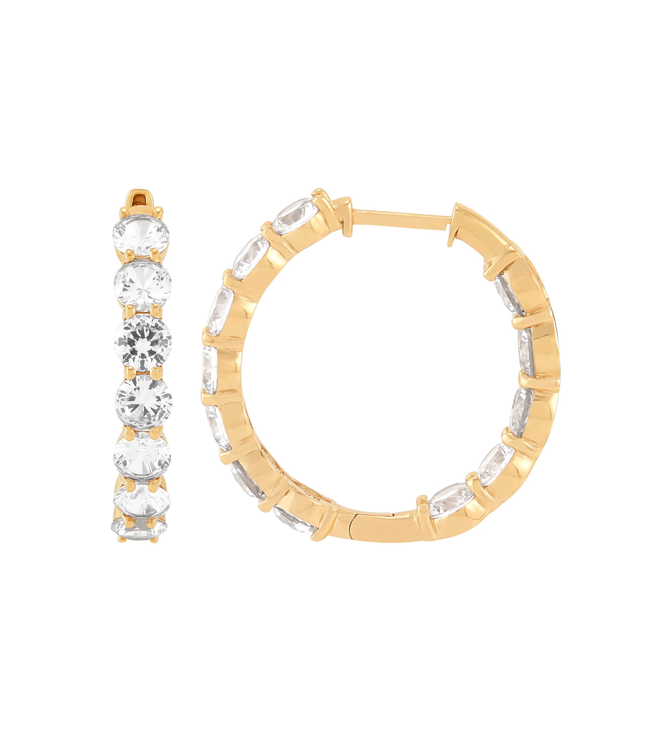 6 ct. t.w. Lab Grown White Sapphire Hoop Earrings in Gold Over Silver