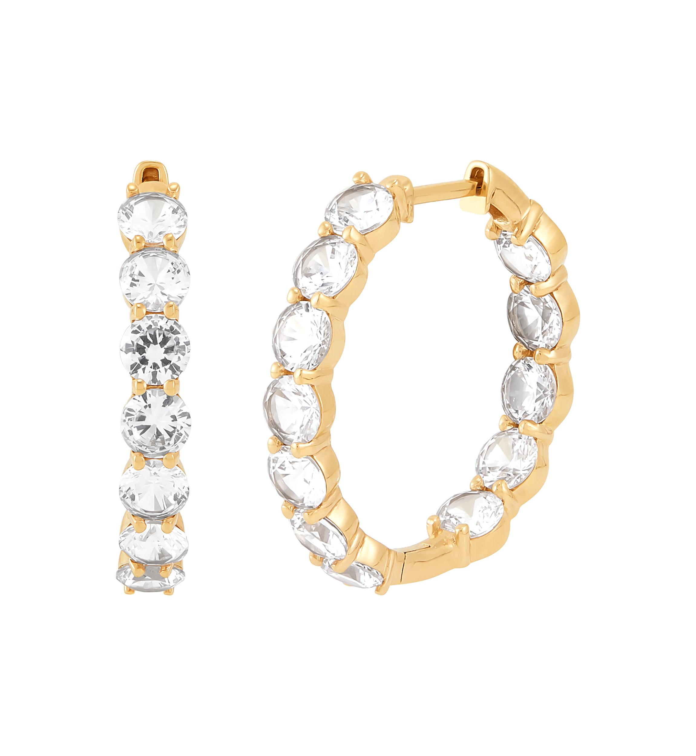 6 ct. t.w. Lab Grown White Sapphire Hoop Earrings in Gold Over Silver