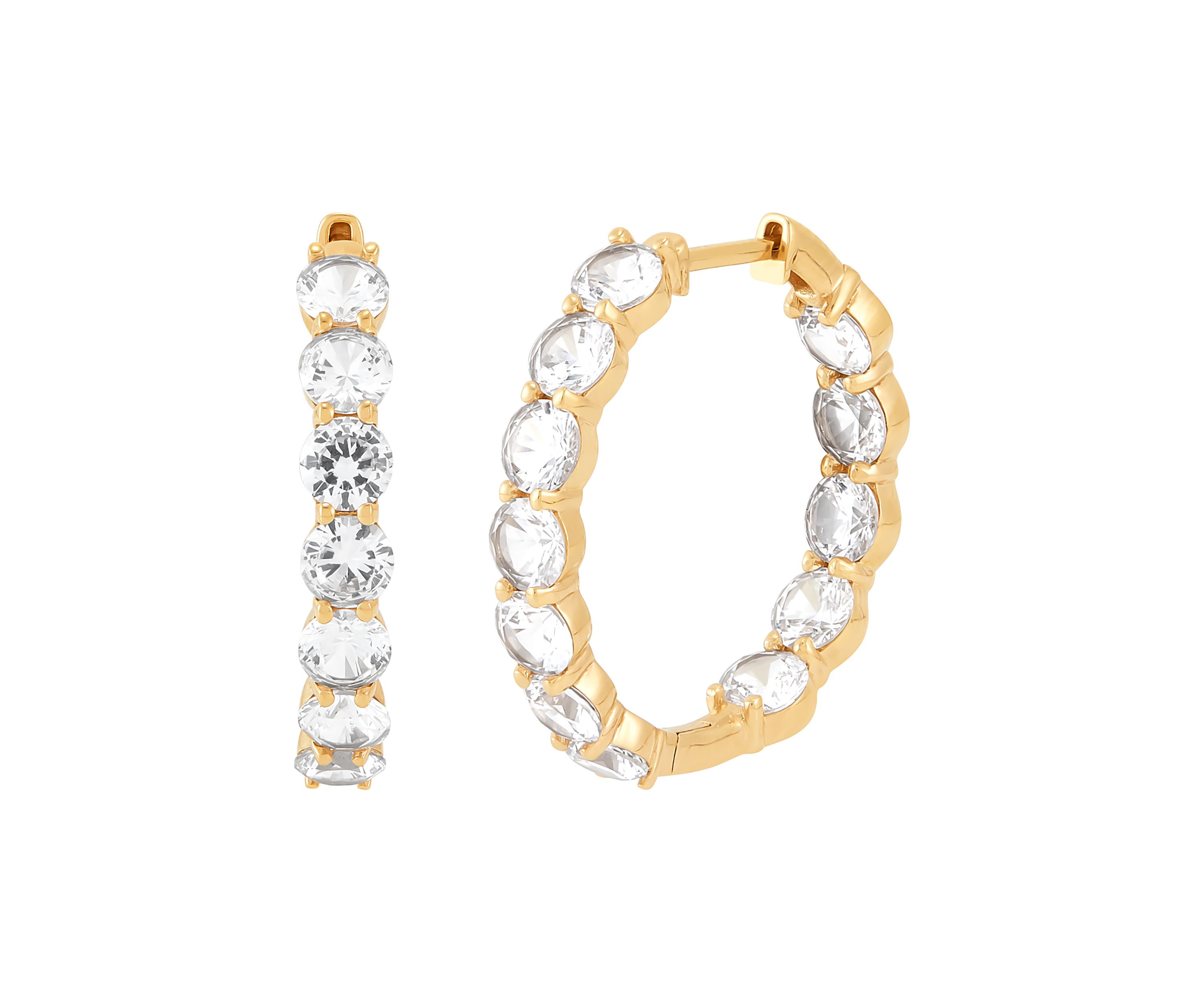 6 ct. t.w. Lab Grown White Sapphire Hoop Earrings in Gold Over Silver