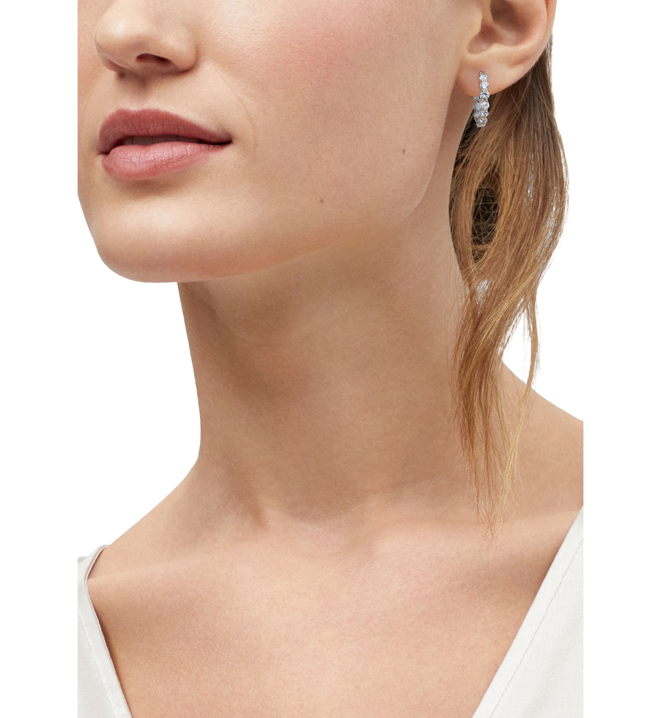6 ct. t.w. Lab Grown White Sapphire Hoop Earrings in Gold Over Silver