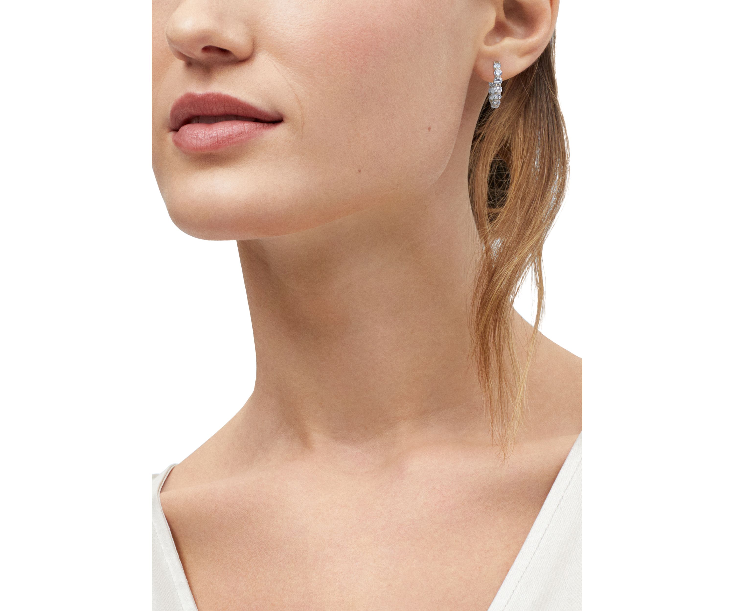 6 ct. t.w. Lab Grown White Sapphire Hoop Earrings in Gold Over Silver