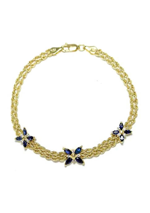 Belk & Co. Flower Created Sapphire and Cubic