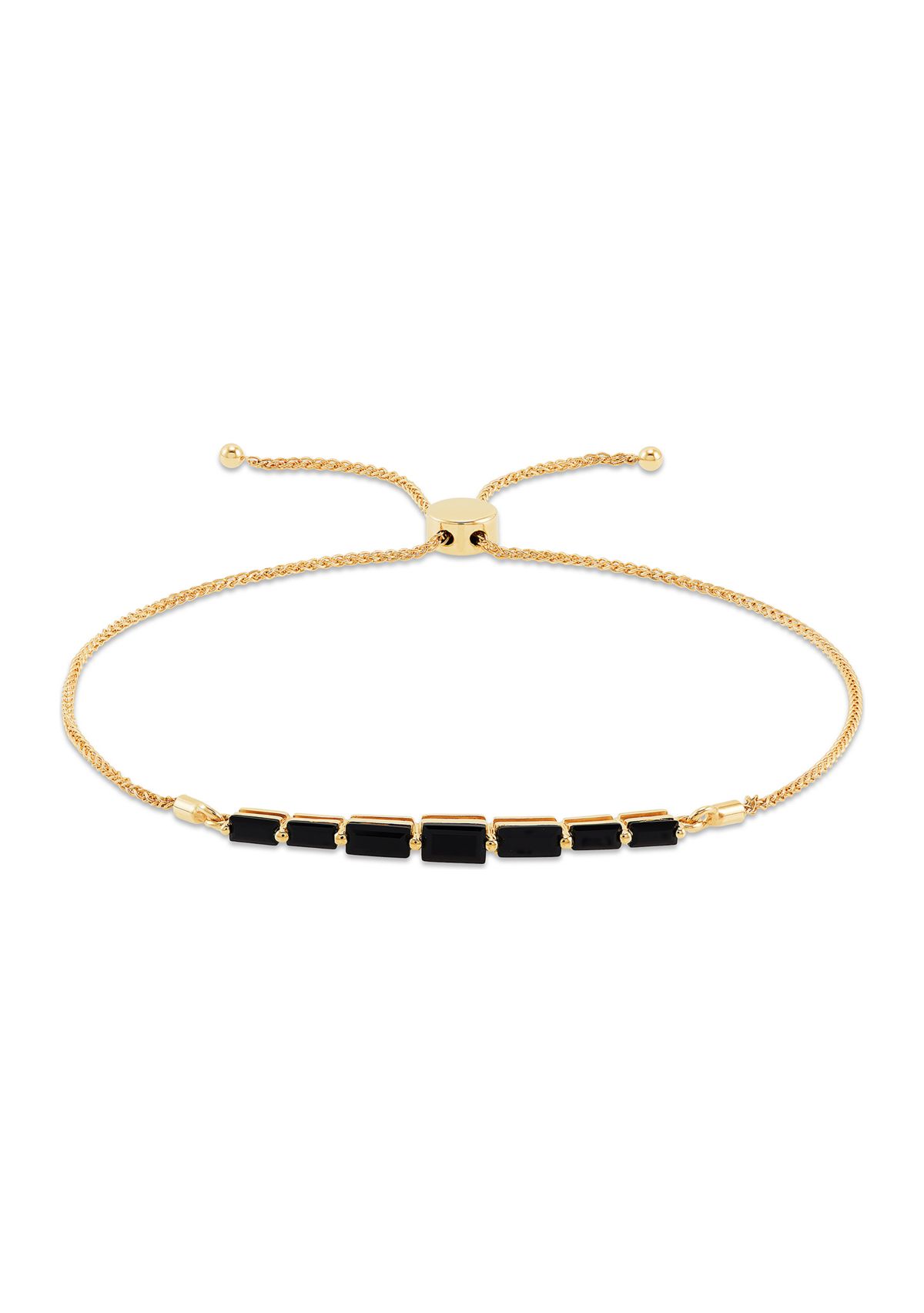 Onyx Bolo Chain Bracelet in 14K Yellow Gold