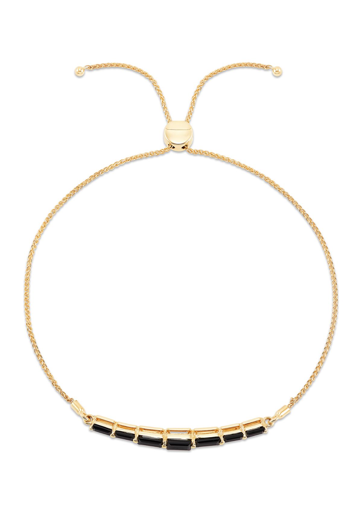 Onyx Bolo Chain Bracelet in 14K Yellow Gold