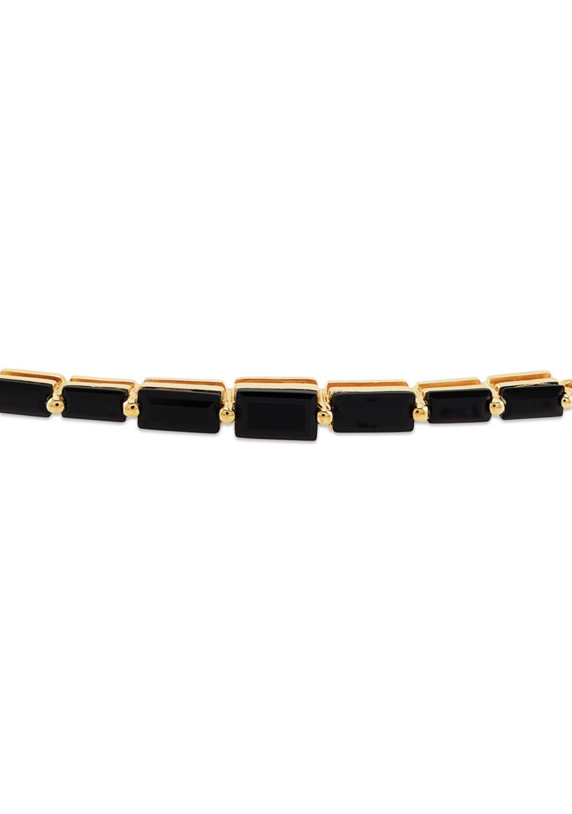 Onyx Bolo Chain Bracelet in 14K Yellow Gold