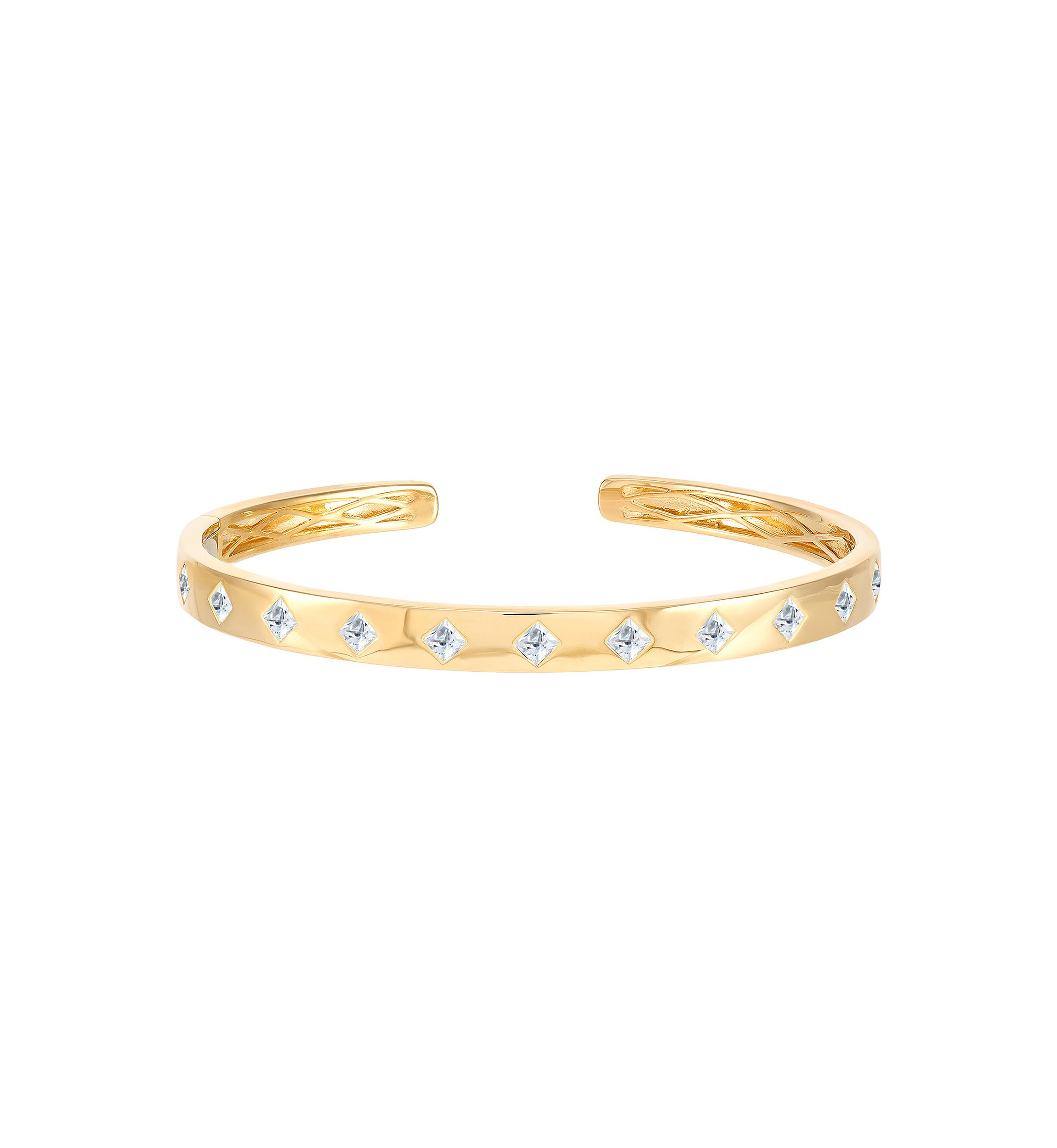 1.98 ct. t.w. Lab Grown White Sapphire Cuff Bangle in Gold over Sterling Silver