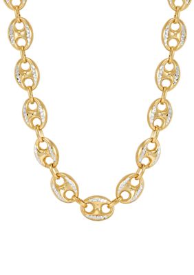 Belk & Co Hollow Puff Mariner Necklace in 14K Yellow Gold over Sterling Silver, 22 in