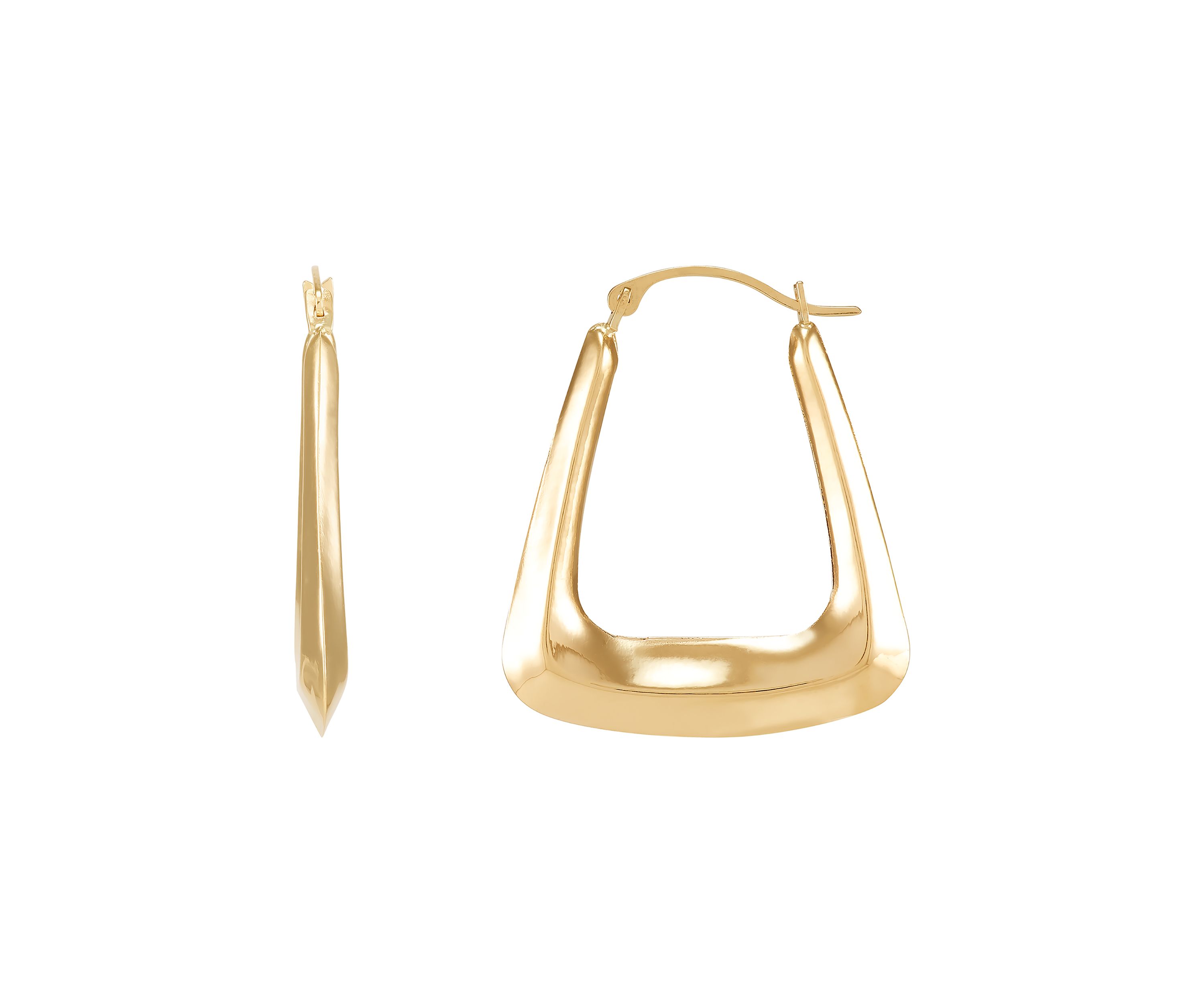 Triangle Hoop Earrings in 10K Yellow Gold