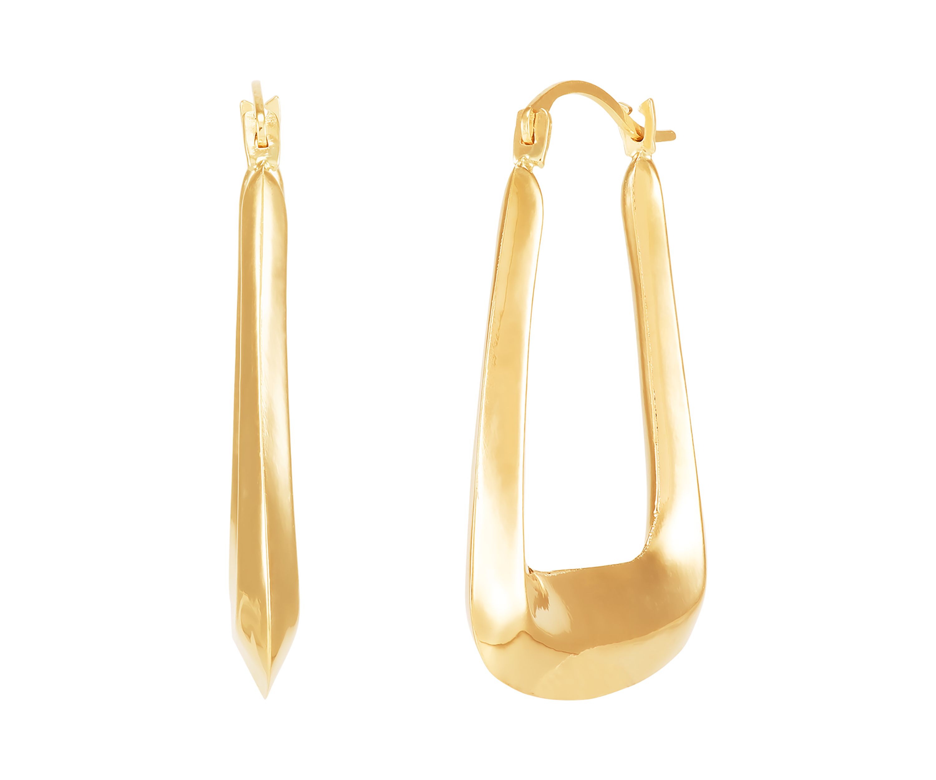 Triangle Hoop Earrings in 10K Yellow Gold