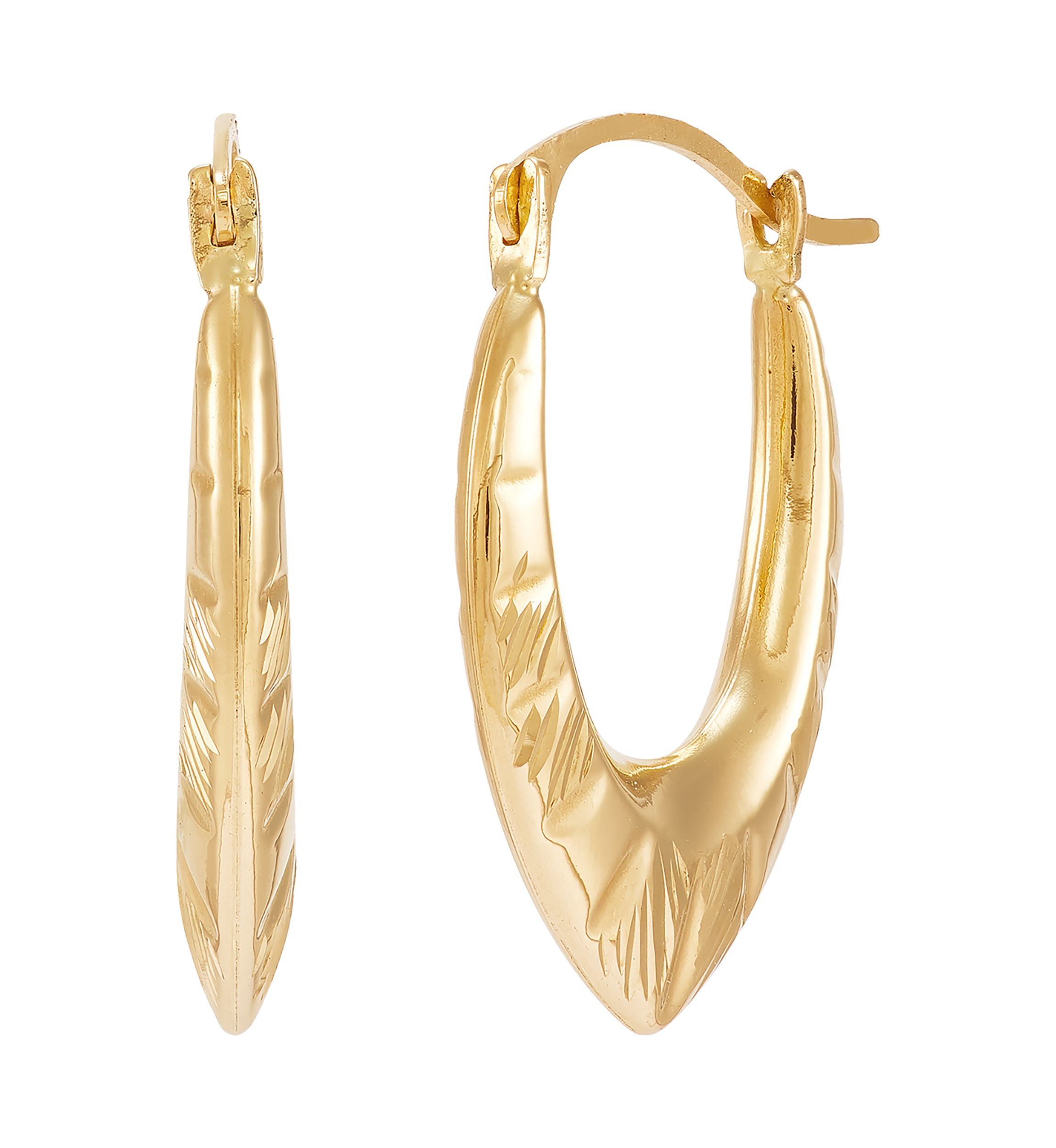 Chevron Hoop Earrings in 10K Yellow Gold