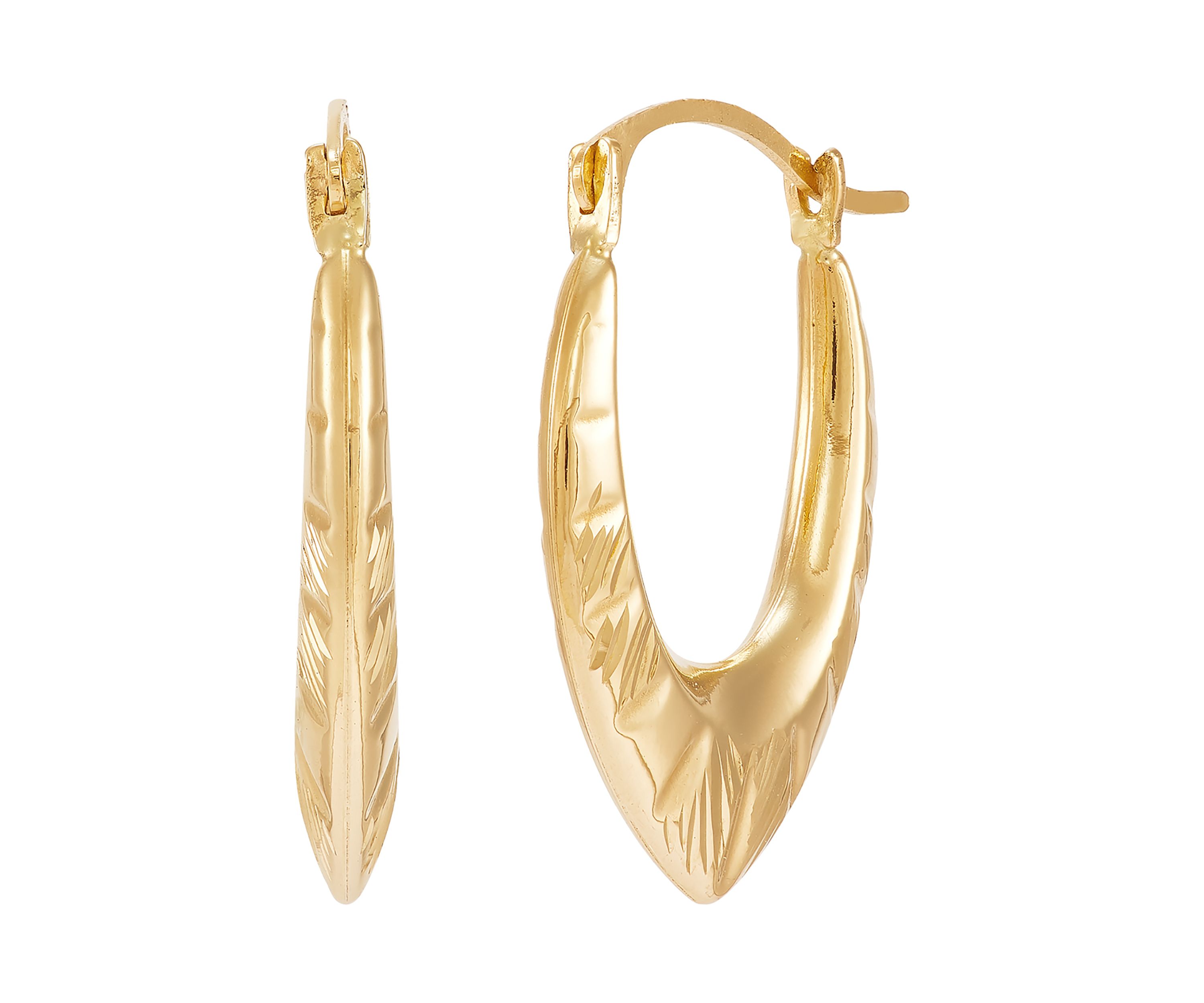 Chevron Hoop Earrings in 10K Yellow Gold