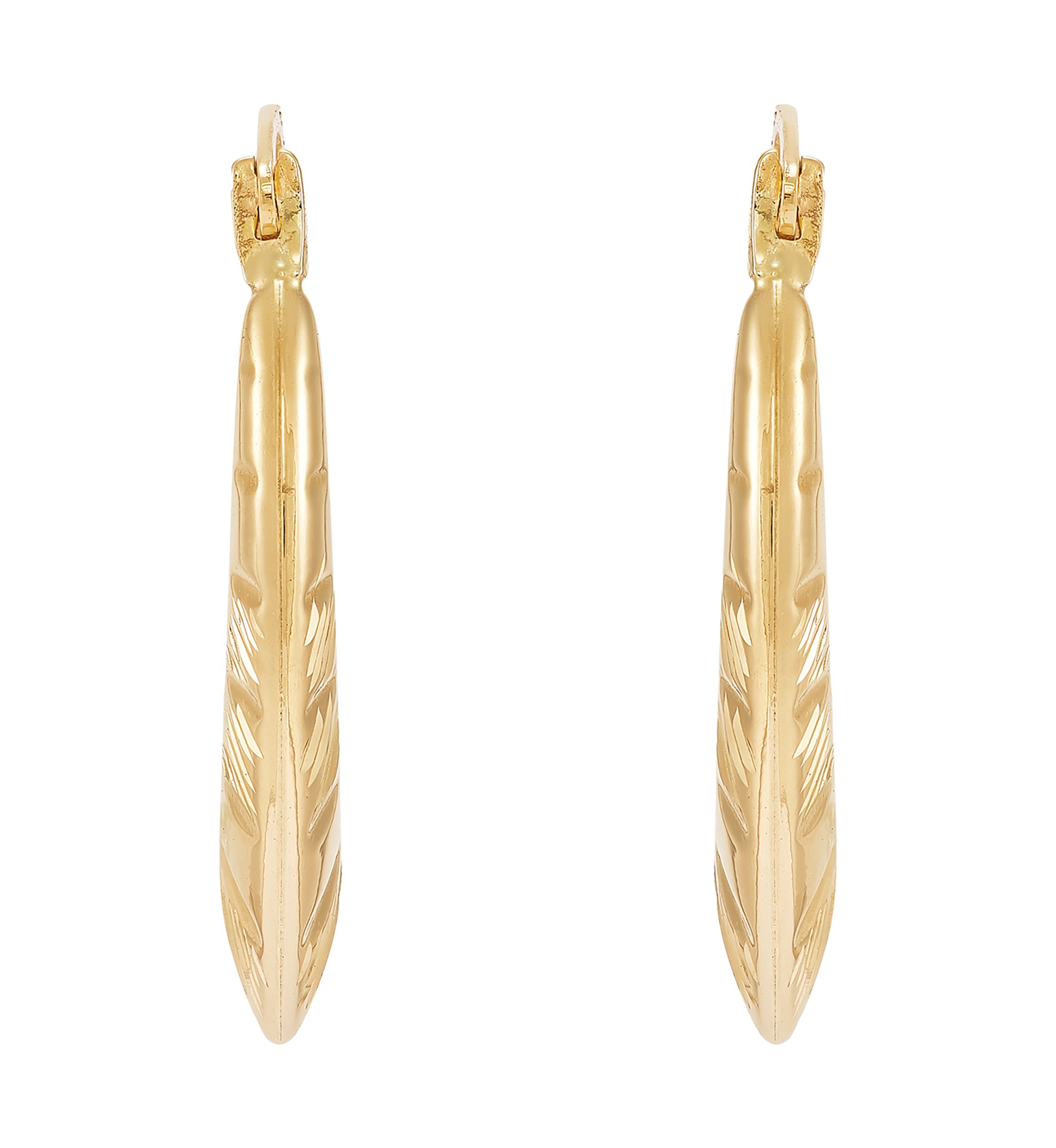 Chevron Hoop Earrings in 10K Yellow Gold