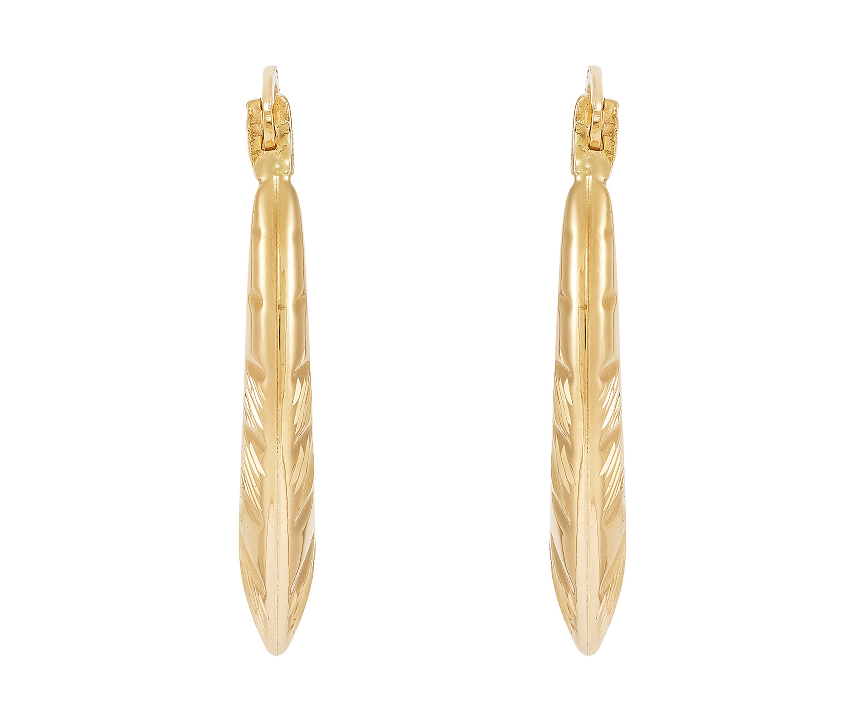 Chevron Hoop Earrings in 10K Yellow Gold
