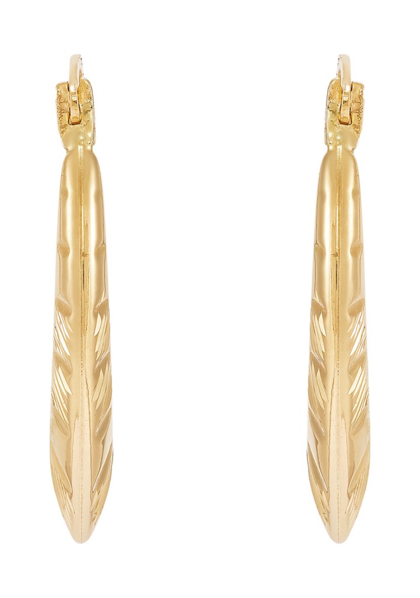 Chevron Hoop Earrings in 10K Yellow Gold