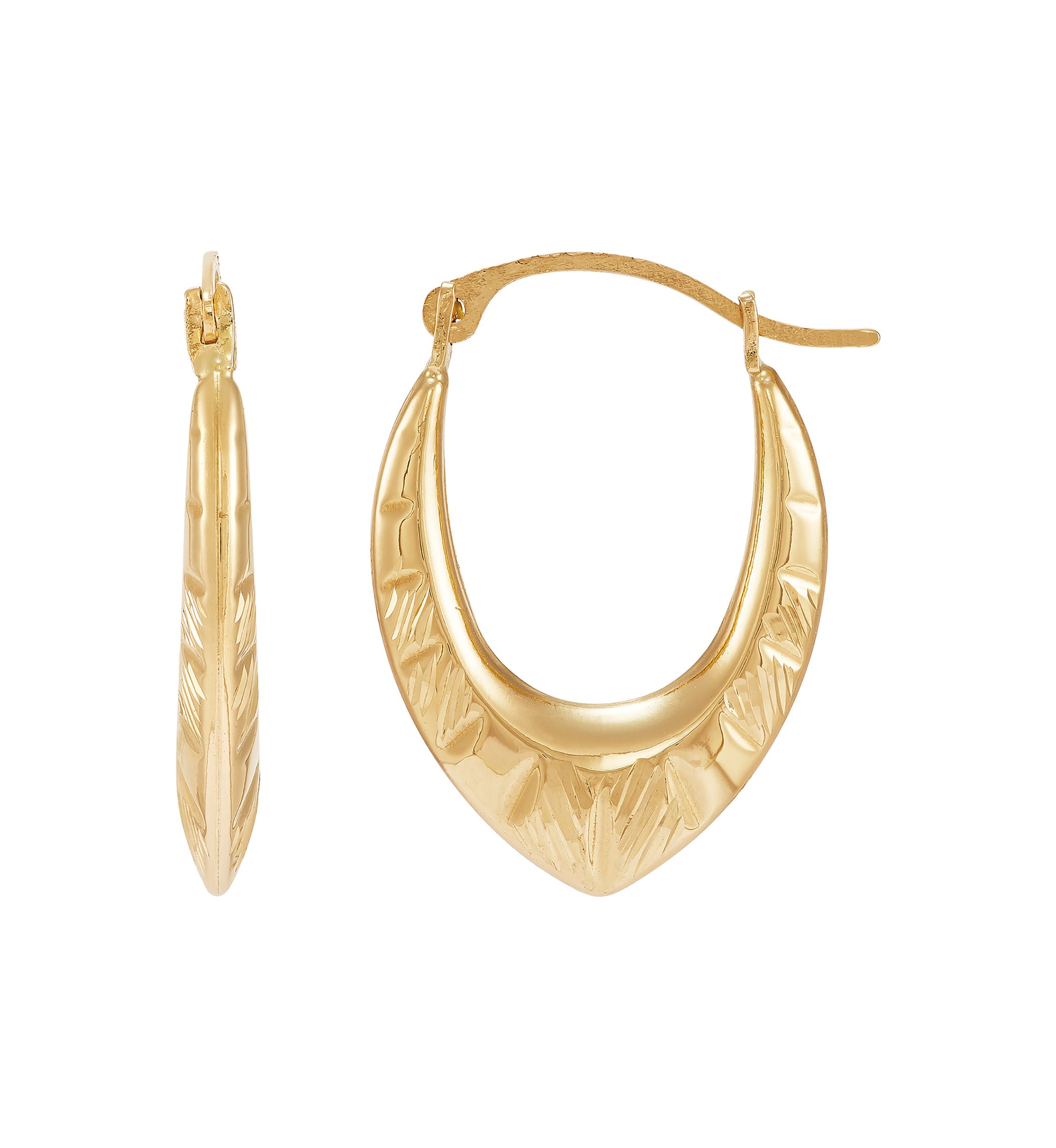 Chevron Hoop Earrings in 10K Yellow Gold