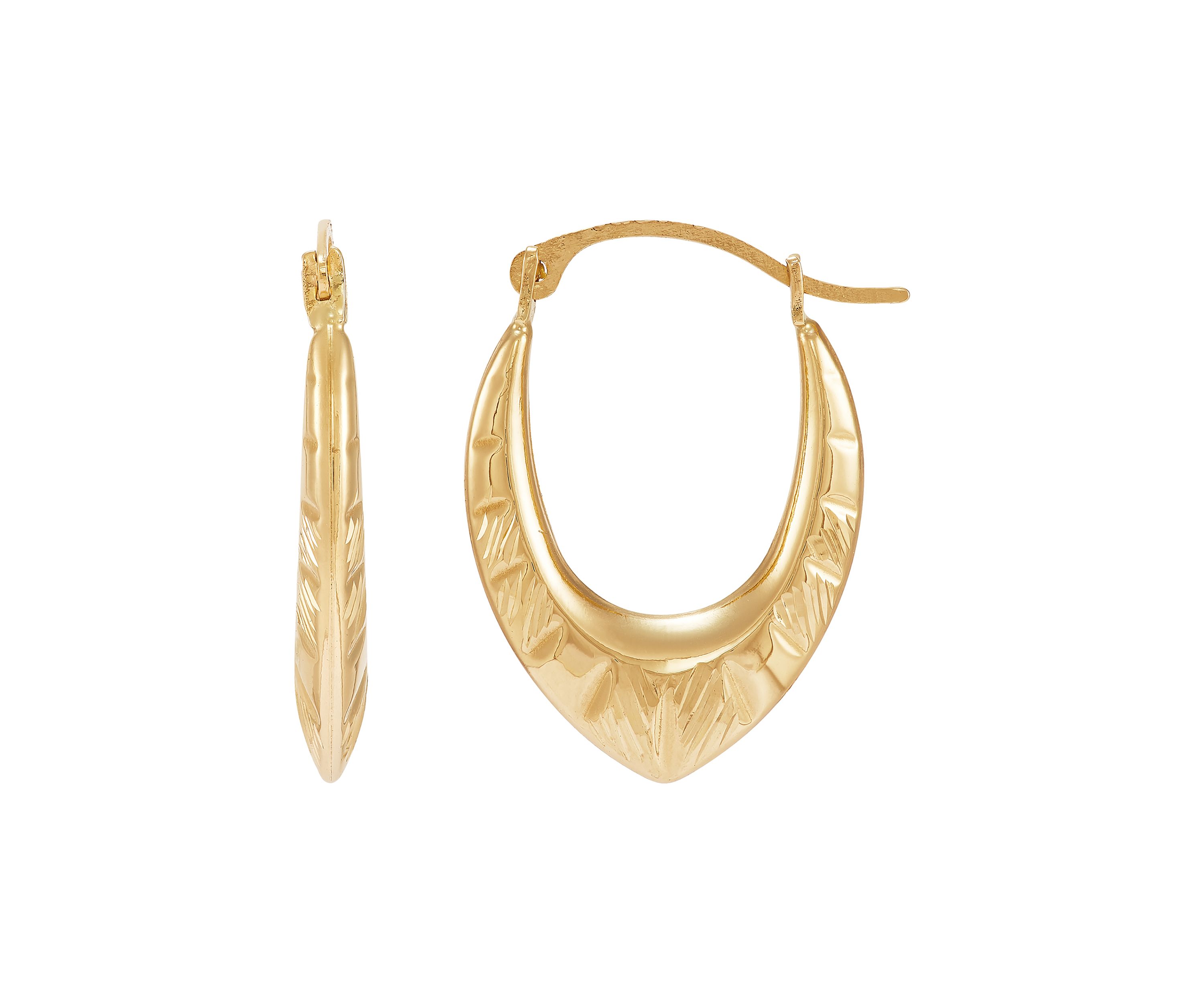 Chevron Hoop Earrings in 10K Yellow Gold