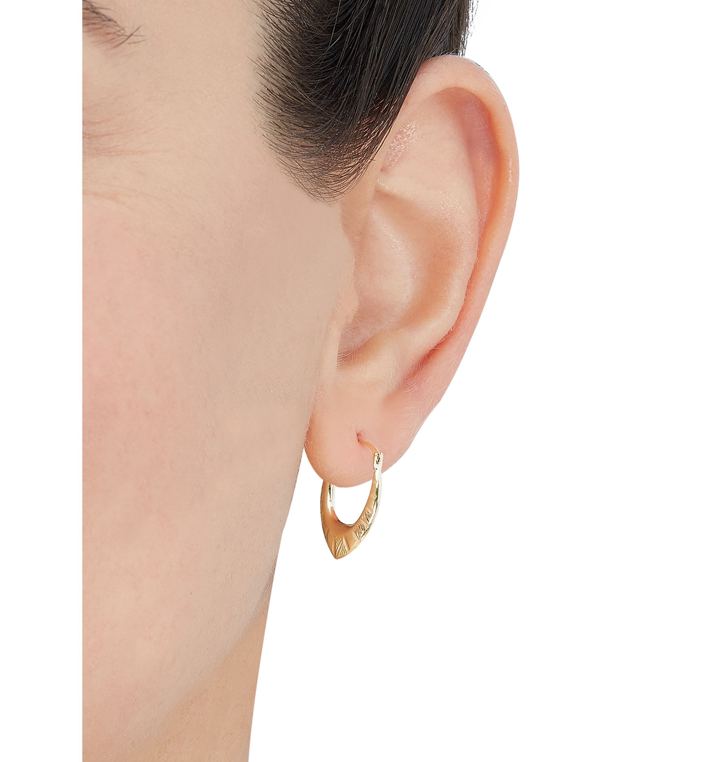 Chevron Hoop Earrings in 10K Yellow Gold