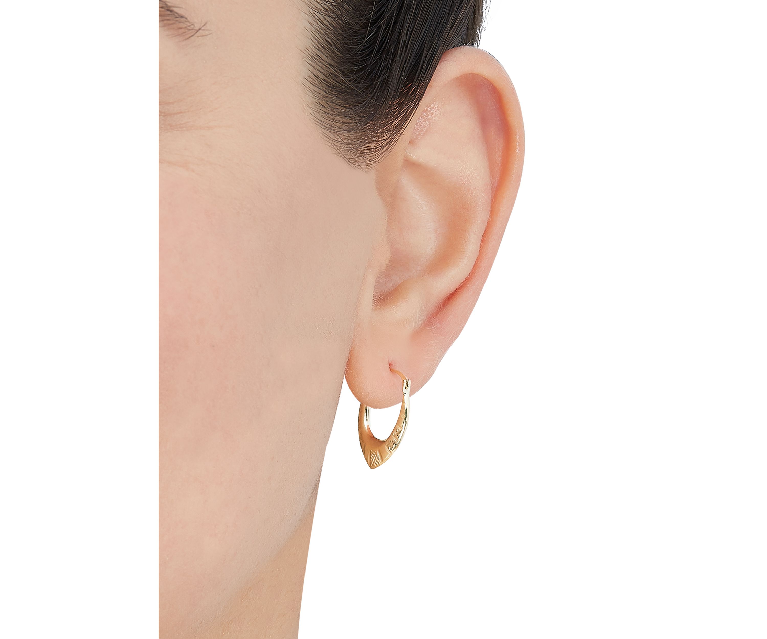 Chevron Hoop Earrings in 10K Yellow Gold