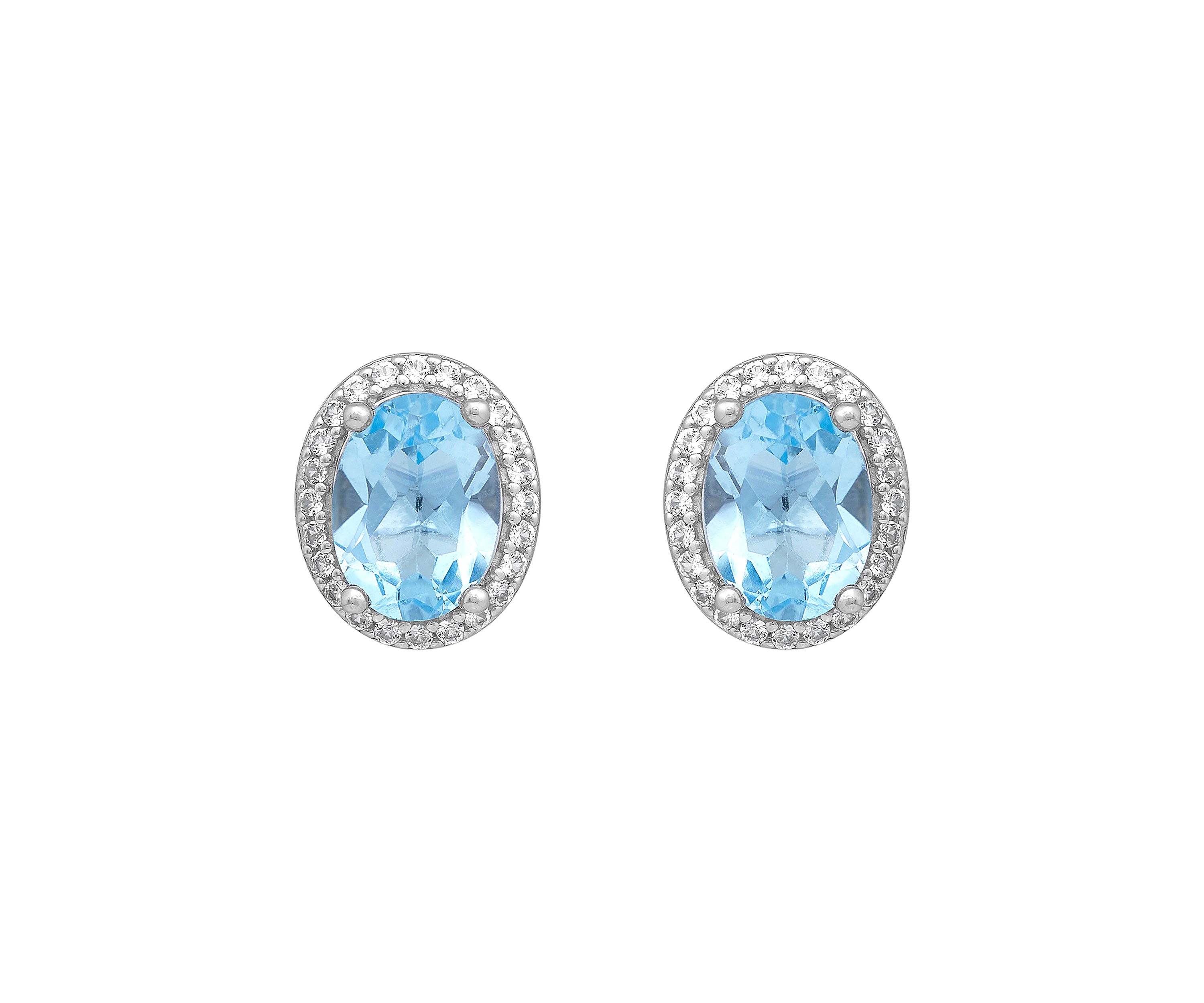 Sky Blue Topaz and Created White Sapphire Earrings/Necklace/Ring Set in Sterling Silver