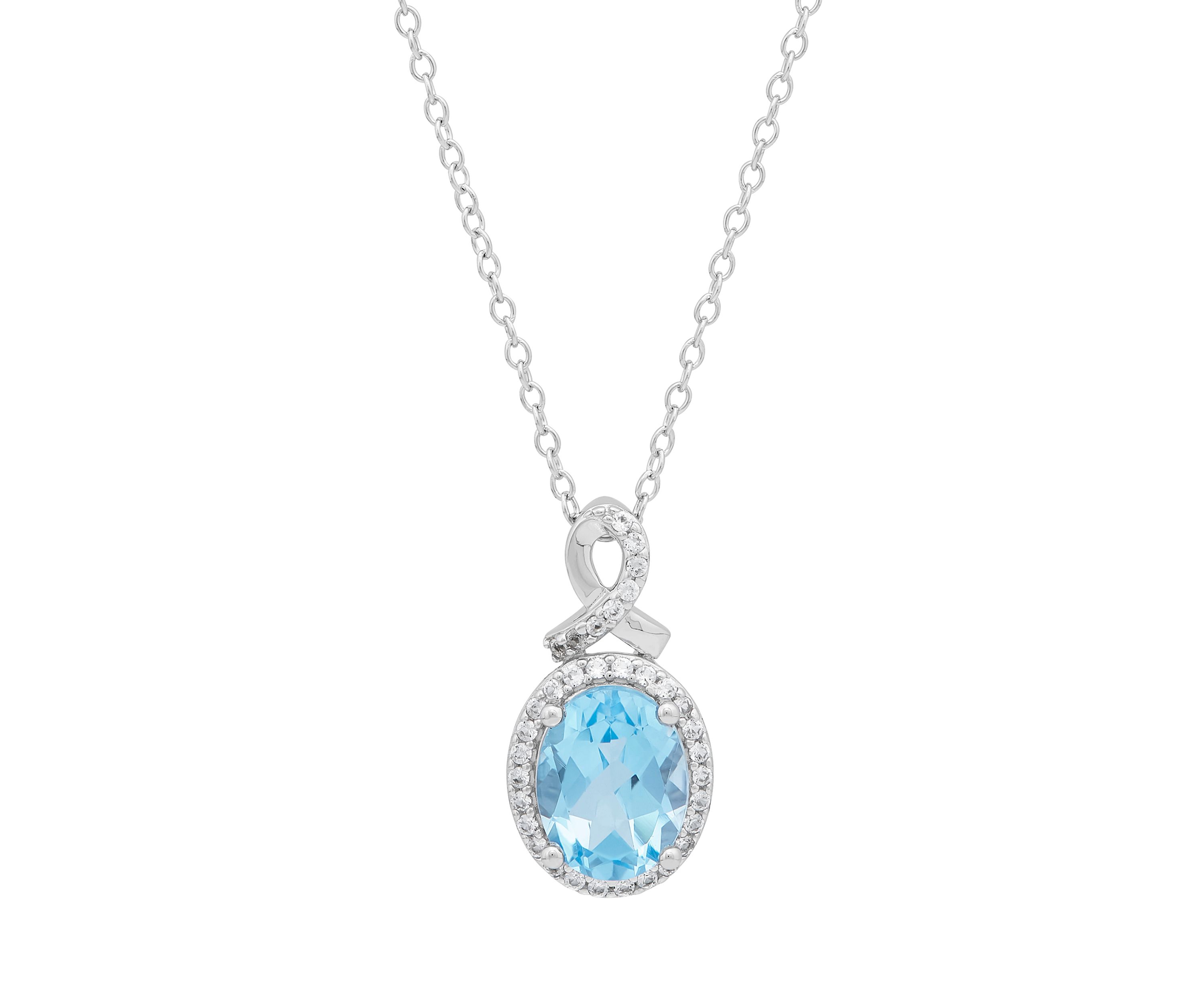 Sky Blue Topaz and Created White Sapphire Earrings/Necklace/Ring Set in Sterling Silver