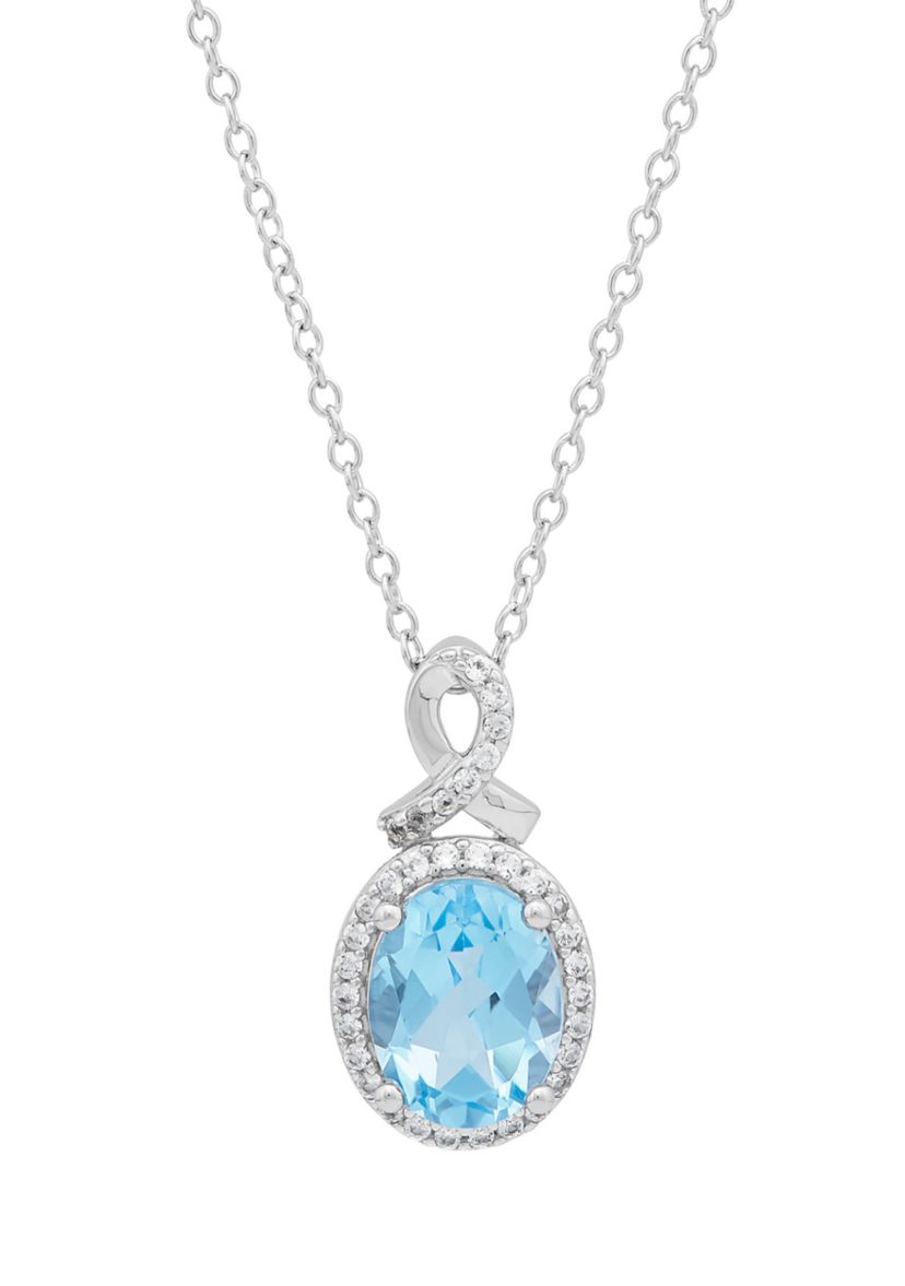 Sky Blue Topaz and Created White Sapphire Earrings/Necklace/Ring Set in Sterling Silver