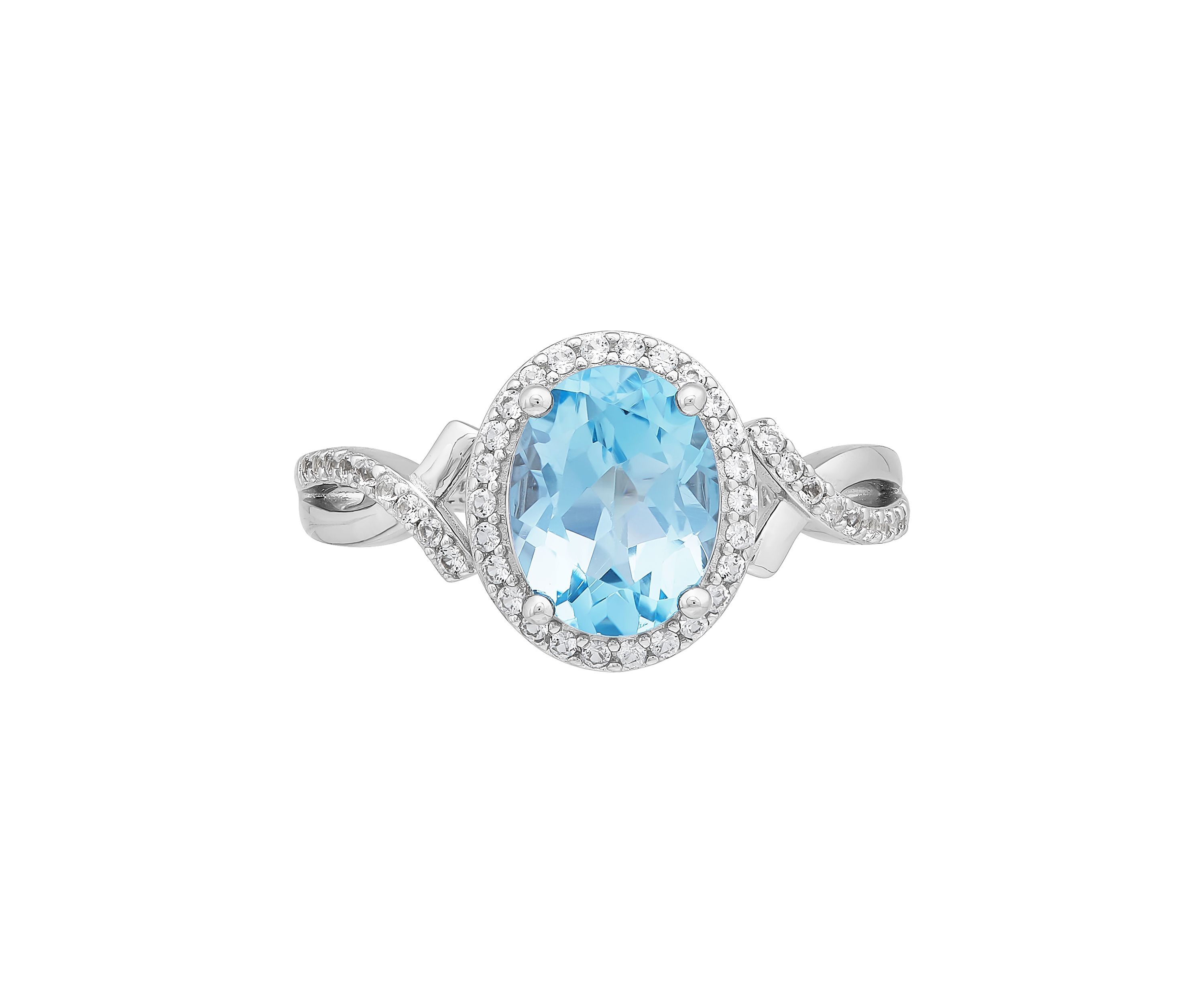 Sky Blue Topaz and Created White Sapphire Earrings/Necklace/Ring Set in Sterling Silver