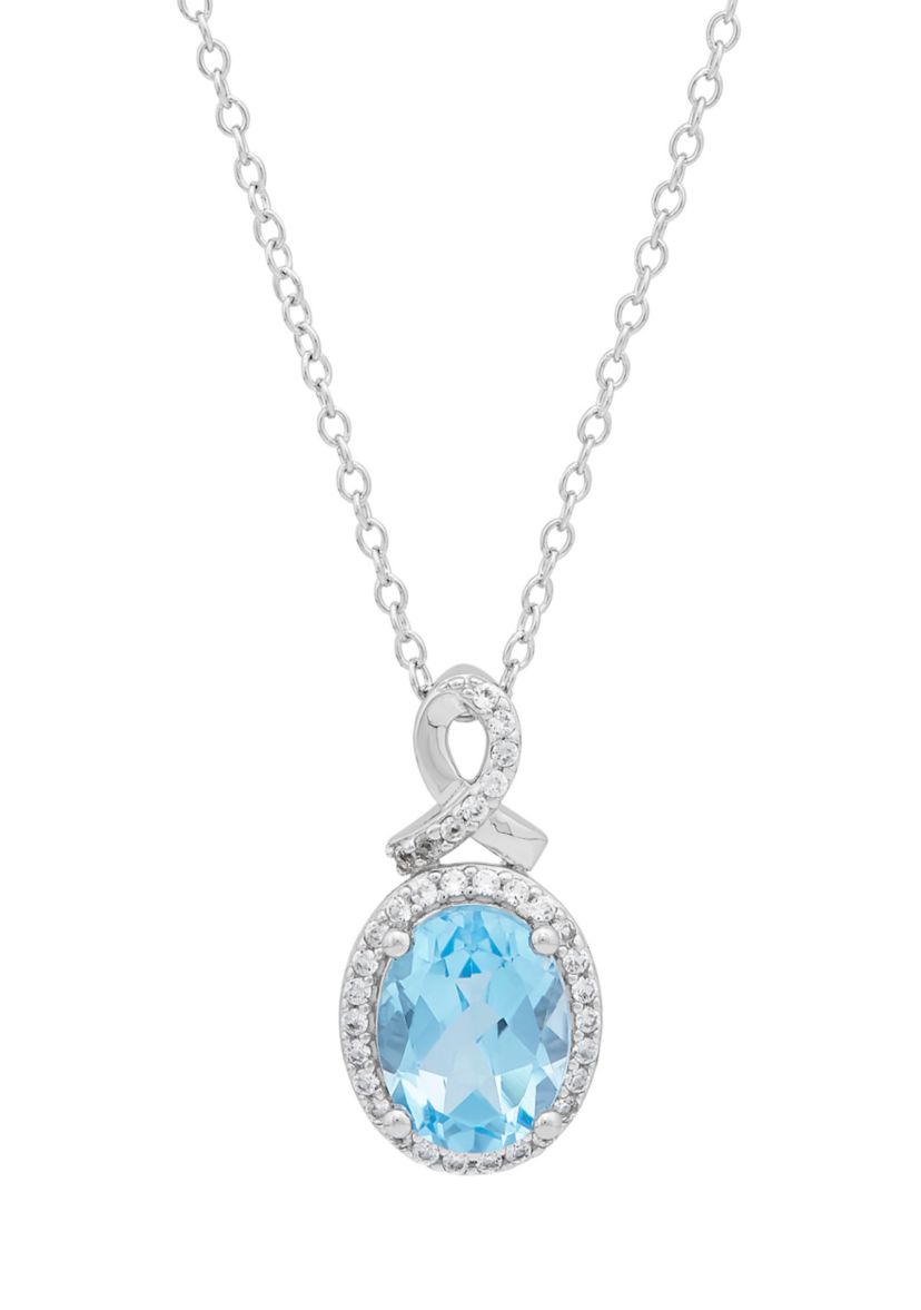 Sky Blue Topaz and Created White Sapphire Earrings/Necklace/Ring Set in Sterling Silver
