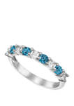 9/10 ct. t.w. Sky Blue Topaz and Lab Created White Sapphire Ring in Sterling Silver 