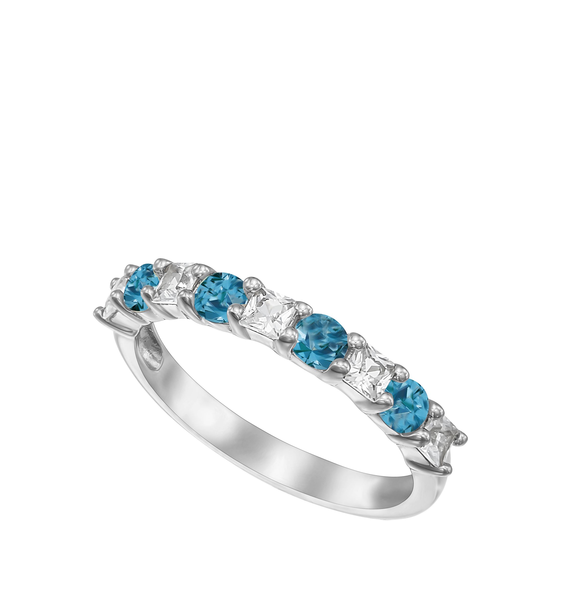 9/10 ct. t.w. Sky Blue Topaz and Lab Created White Sapphire Ring in Sterling Silver 