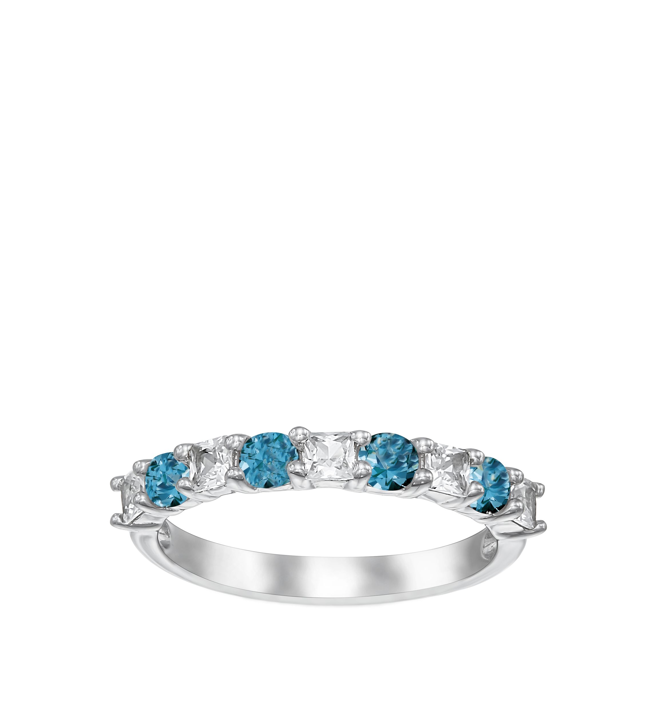 9/10 ct. t.w. Sky Blue Topaz and Lab Created White Sapphire Ring in Sterling Silver 