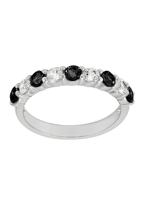 Lab Created Onyx and Lab Created White Sapphire Ring in Sterling Silver