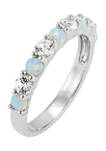 Created Opal and Created White Sapphire Ring in Sterling Silver