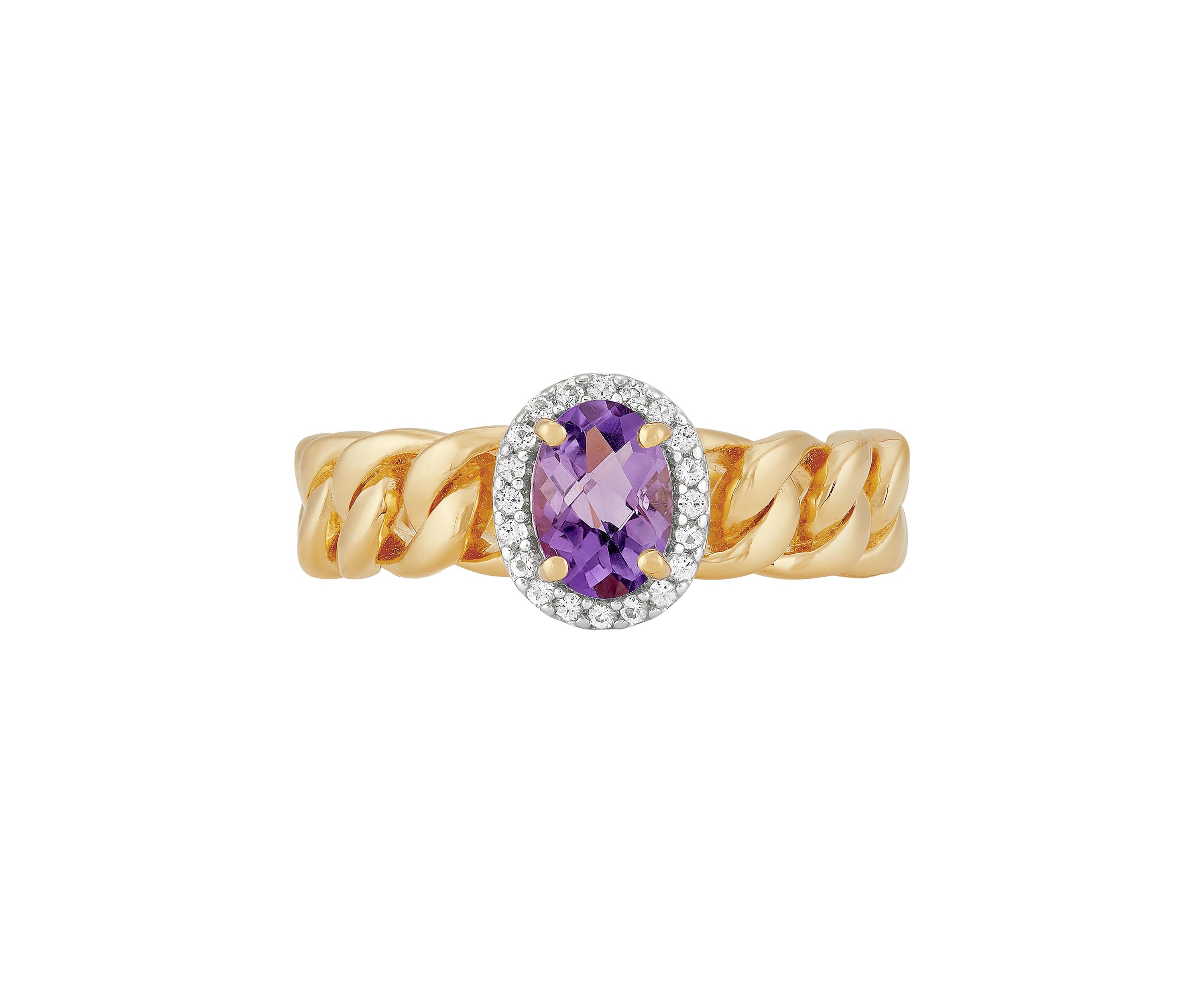 Amethyst and White Sapphire Ring in Sterling Silver