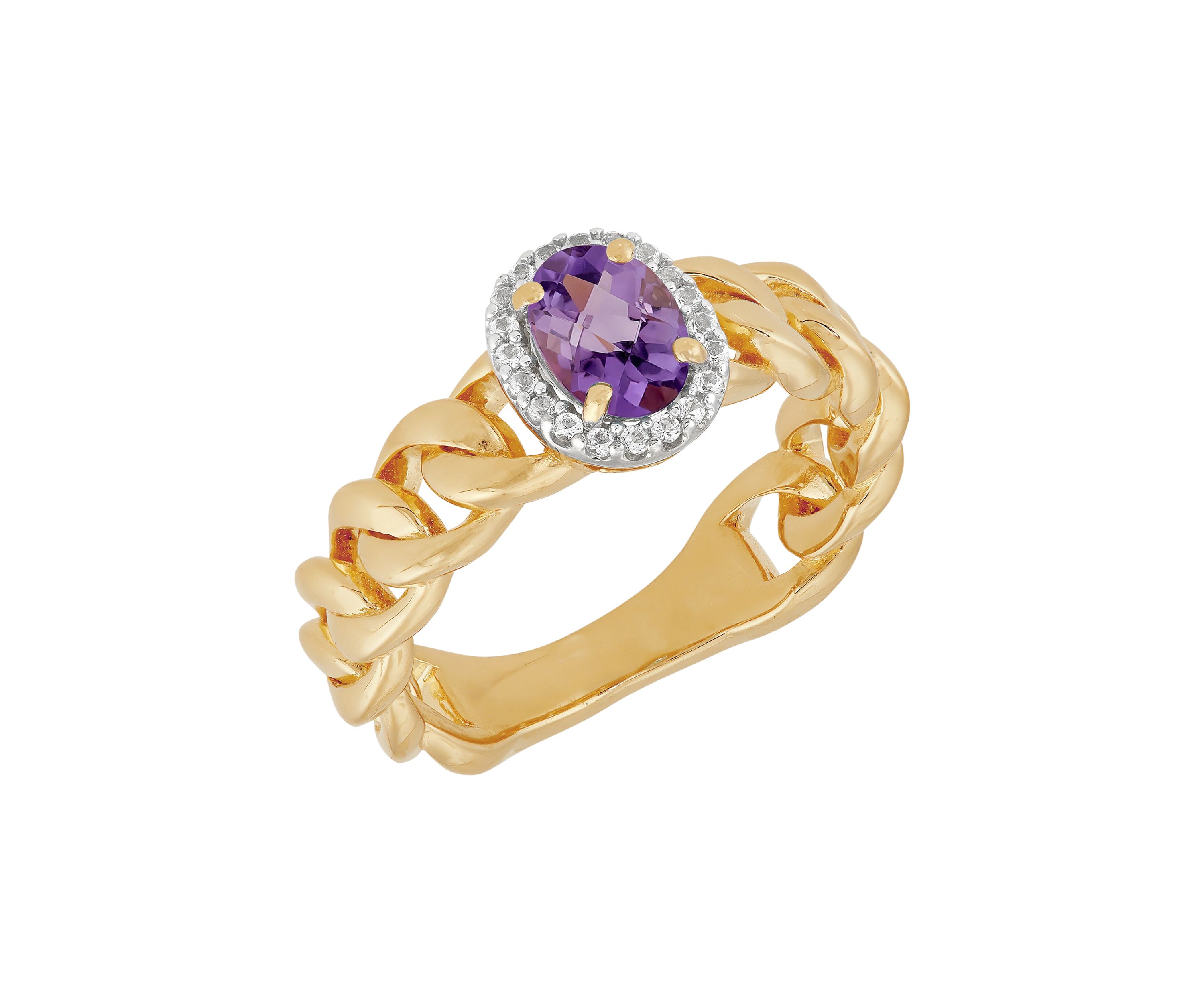 Amethyst and White Sapphire Ring in Sterling Silver