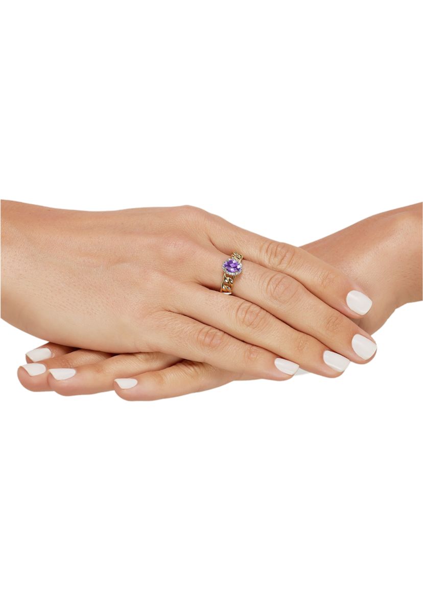 Amethyst and White Sapphire Ring in Sterling Silver