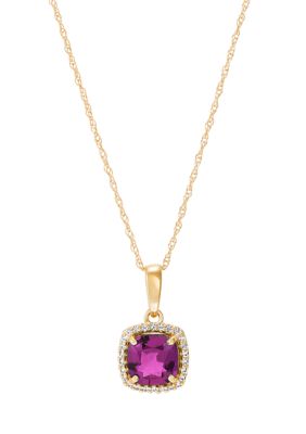 Belk & Co Amethyst And Created White Sapphire Pendant Necklace In 10K Yellow Gold