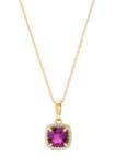 Amethyst and Created White Sapphire Pendant Necklace in 10K Yellow Gold