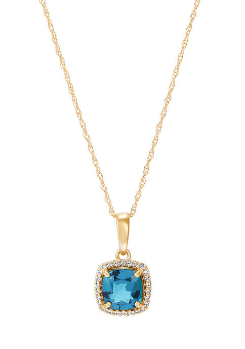 1.18 ct. t.w. Swiss Blue Topaz and Lab Created White Sapphire Pendant in 10K Yellow Gold