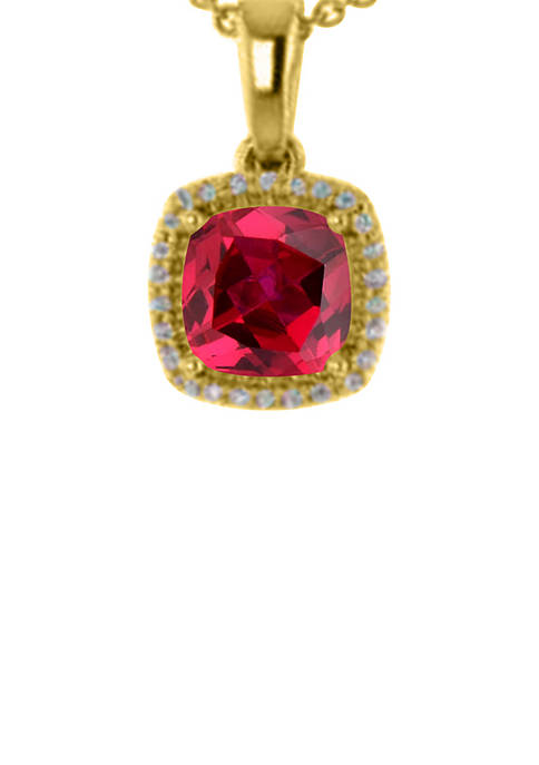 1.21 ct. t.w. Lab Created Ruby and Lab Created White Sapphire Pendant Necklace in 10K Yellow Gold