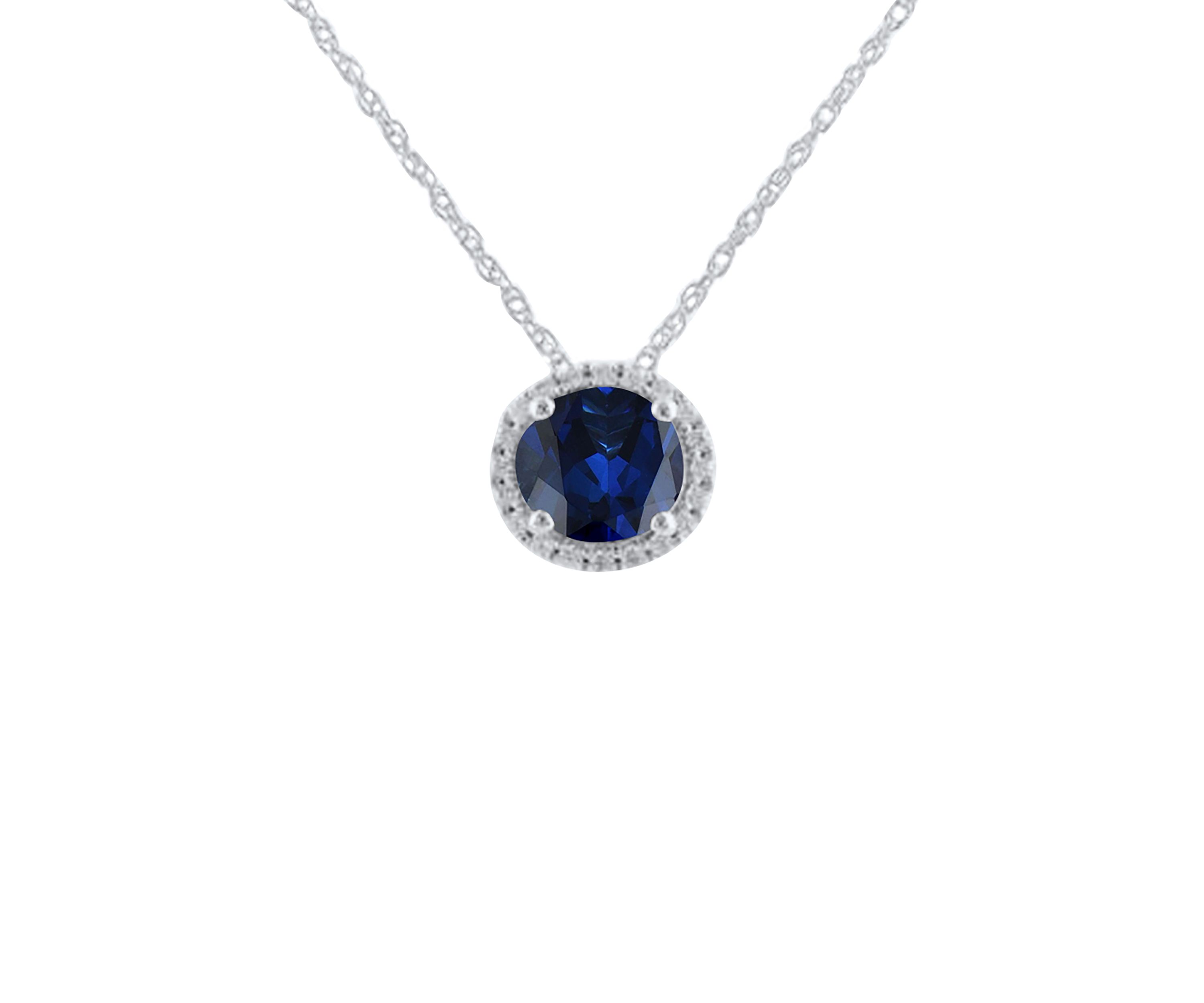 2.5 ct. t.w. Lab Created Sapphire and Lab Created White Sapphire Pendant Necklace in Sterling Silver