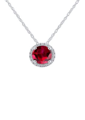 Belk & Co 2.4 Ct. T.w. Lab Created Ruby And Lab Created White Sapphire Pendant Necklace In Sterling Silver, 18 In -  0096303396568