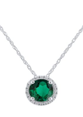 Belk & Co 1.75 ct. t.w. Lab Created Emerald and Lab Created White Sapphire Pendant Necklace in Sterling Silver, 18 in