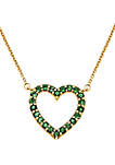 Created Emerald Heart Pendant Necklace in 10k Yellow Gold