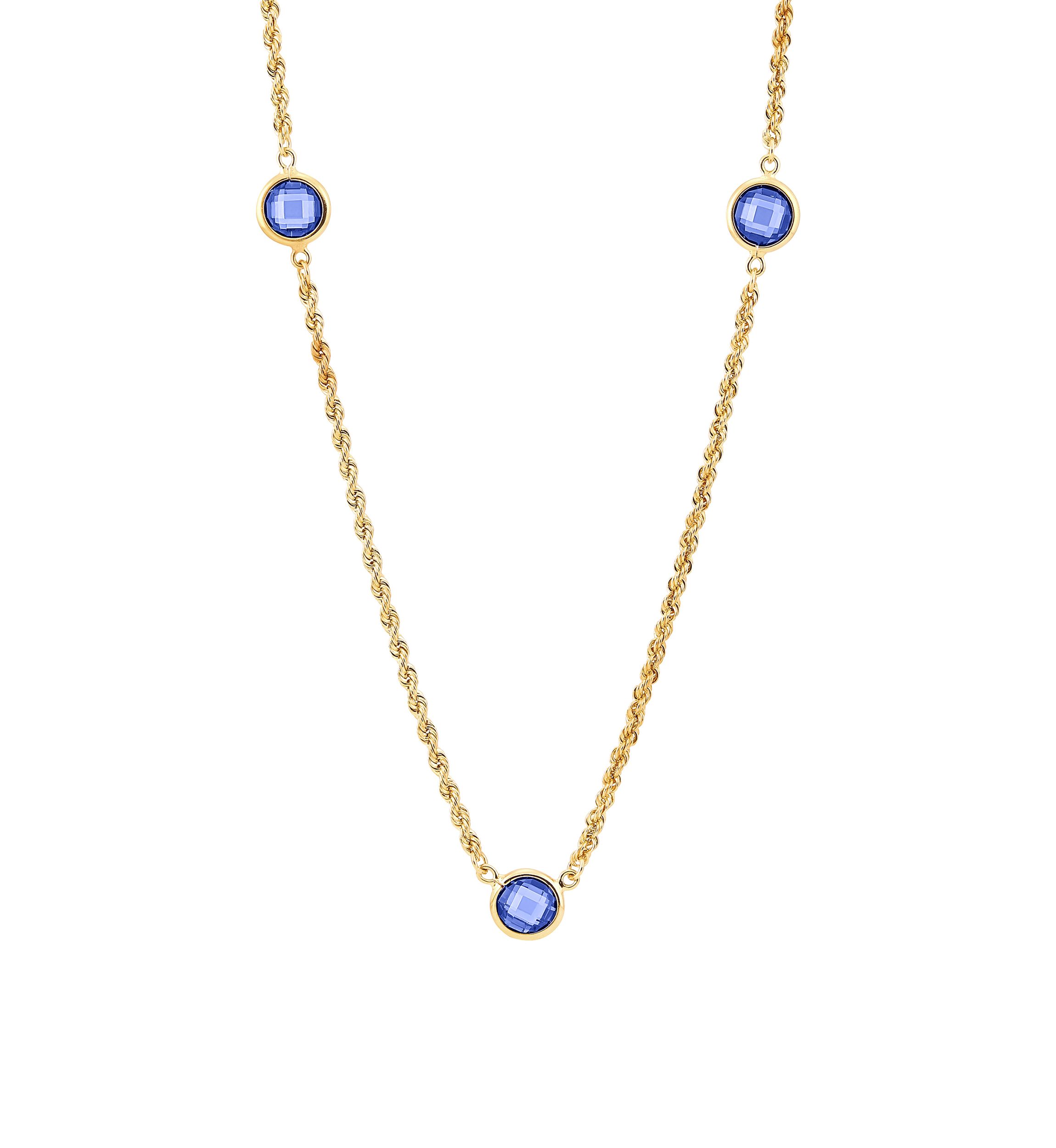 Created Sapphire Necklace in Gold Over Sterling Silver
